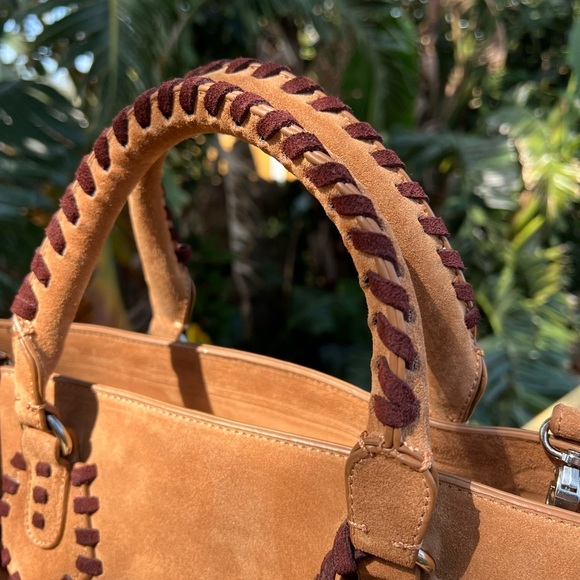 Ashro Western Boho Suede Satchel Bag – 17x10” Shoulder & Crossbody Purse - Picture 6 of 15